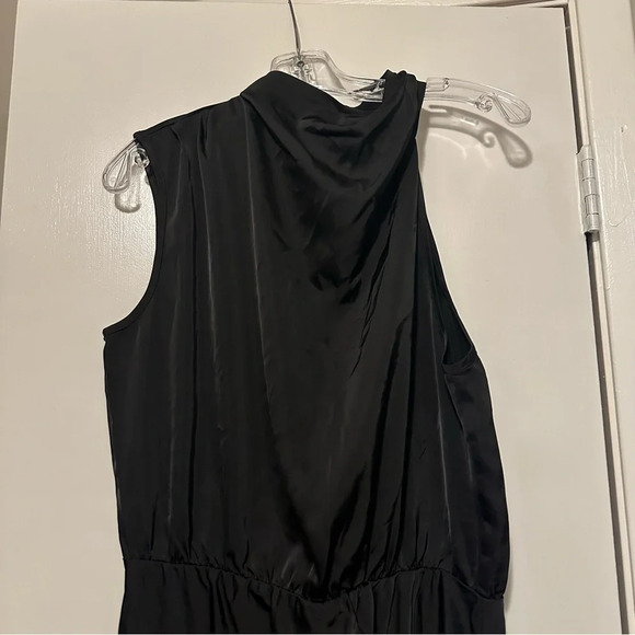 NWT PRETTYGARDEN Satin Dress Elegant Sleeveless Mock Neck Cocktail black size L - Picture 4 of 11